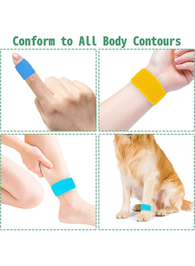 CLENEA 24 Pack 2.5 cm X 4.5 m Self Adhesive Bandages Wrap, Breathable Self Adherent Wrap for Pets, Non Woven First Aid Tape, Elastic Self Adhesive Tape, Athletic Tape for Sports, Wrist, Ankle (24 Colors) - Image 3